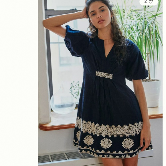 Anthropologie Orla Mini Embroidered Black Dress - Picture 1 of 8